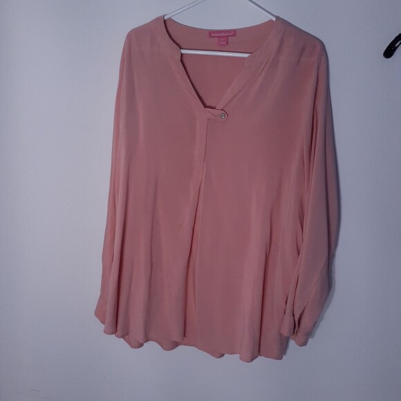 Woman within peach pink shirt top tunic xl blouse - Picture 2 of 5